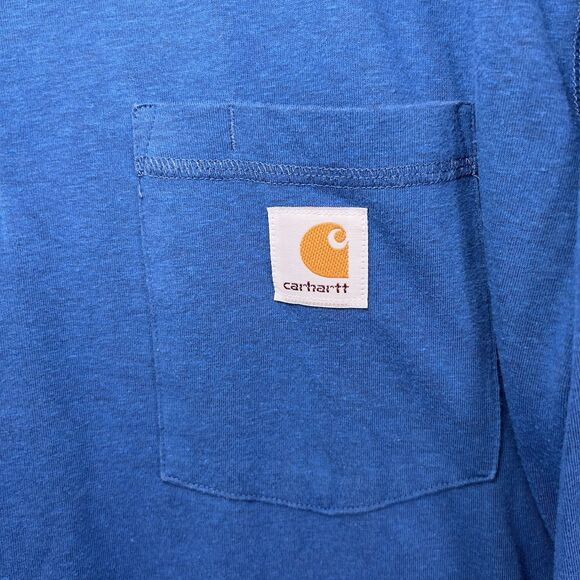 Carhartt Force Relaxed Fit 1/4 Zip Pullover Mens Size Medium Blue Pocket Logo - Picture 4 of 11